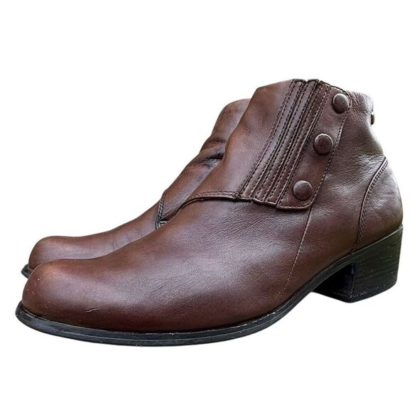 Ariat Spat II Women's Brown Leather Ankle Boots Size 9.5 Snap Detail Bootie - Picture 4 of 13